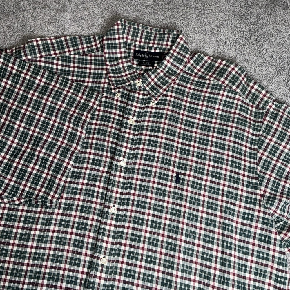 Ralph Lauren Blake Plaid Short Sleeve Button Down Shirt Men XXL 100% Cotton